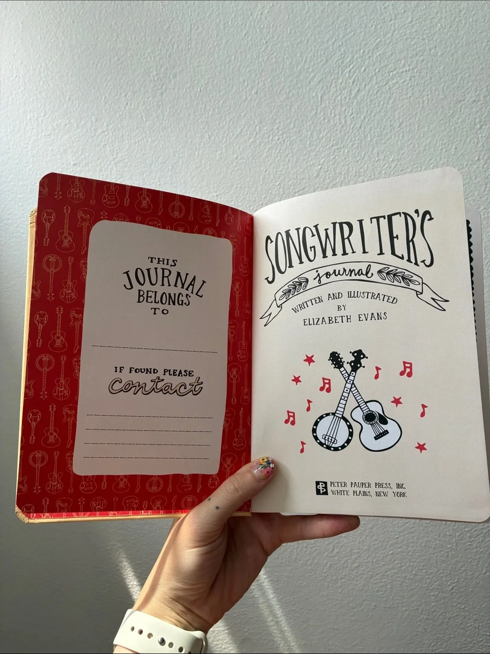 Red Songwriter’s Journal with Elastic Closure Folk Art Music Guide Education